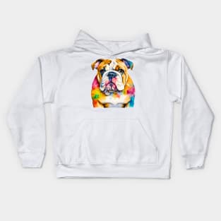 English Bulldog Watercolor Kids Hoodie